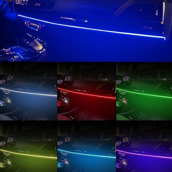 Car Interior Fiber Optic Cold Light RGB Ambient Lamp Center Phantom Footwell Atmosphere Lights, Style: One To One 110cm (Colorful Double Control) - Image 10