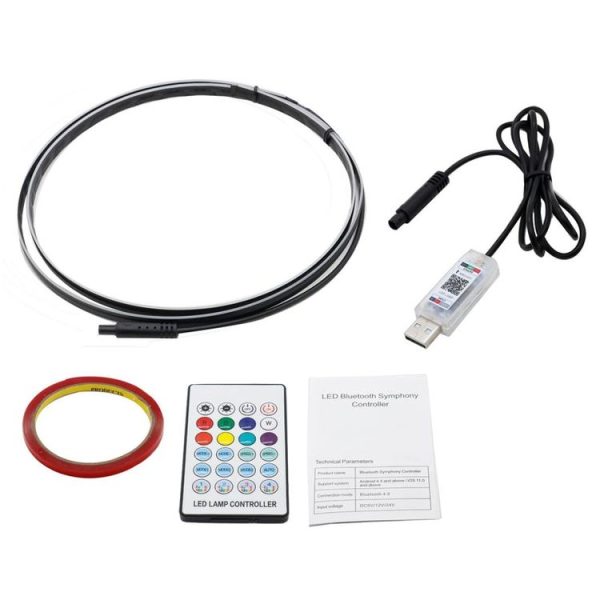 Car Interior Fiber Optic Cold Light RGB Ambient Lamp Center Phantom Footwell Atmosphere Lights, Style: One To One 110cm (Colorful Double Control) - Image 11