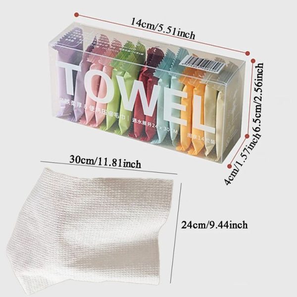 14pcs / Box Disposable Compressed Towel Portable Travel Washcloth Thickened Face Wipe Towel (Macaron Color) - Image 2