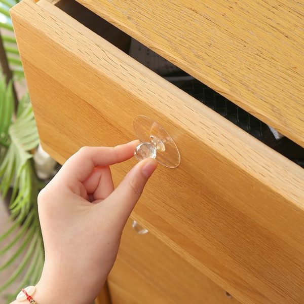 2pcs / Pack Invisible Cabinet Drawer Suction Cup Sticky Handle Acrylic Self-Adhesive Closet Glass Handle - Image 2