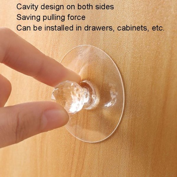 2pcs / Pack Invisible Cabinet Drawer Suction Cup Sticky Handle Acrylic Self-Adhesive Closet Glass Handle - Image 3