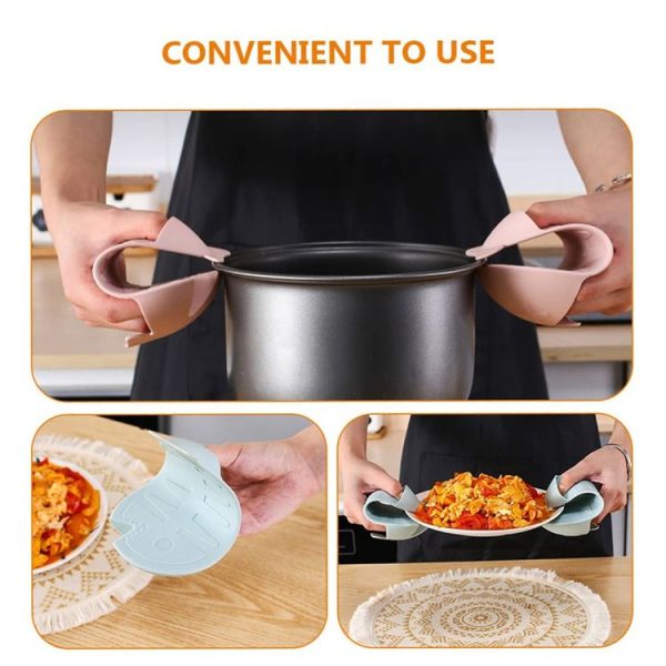 Cartoon Kitchen Thickened Heat-proof Anti-scald Gloves Oven and Microwave Oven Heat Insulation Glove (Light Blue) - Image 7