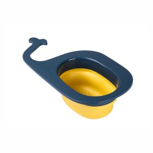 Multifunctional Whale-shaped Foldable Kitchen Fruit and Vegetable Draining Basket (Yellow Blue)