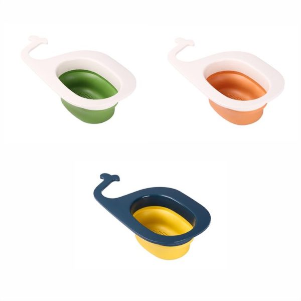Multifunctional Whale-shaped Foldable Kitchen Fruit and Vegetable Draining Basket (Yellow Blue) - Image 2