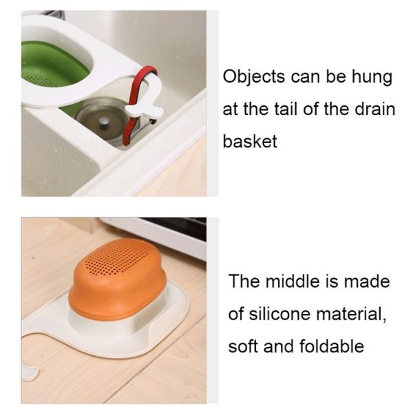 Multifunctional Whale-shaped Foldable Kitchen Fruit and Vegetable Draining Basket (Yellow Blue) - Image 3