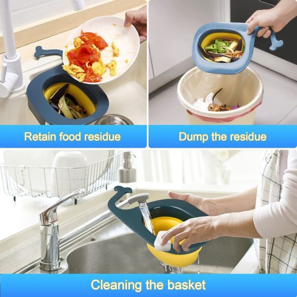 Multifunctional Whale-shaped Foldable Kitchen Fruit and Vegetable Draining Basket (Yellow Blue) - Image 8