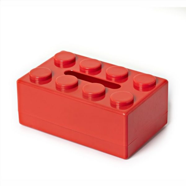 Multifunctional Cartoon Building Block Tissue Storage Box Living Room Coffee Table Decorations, Color: Red