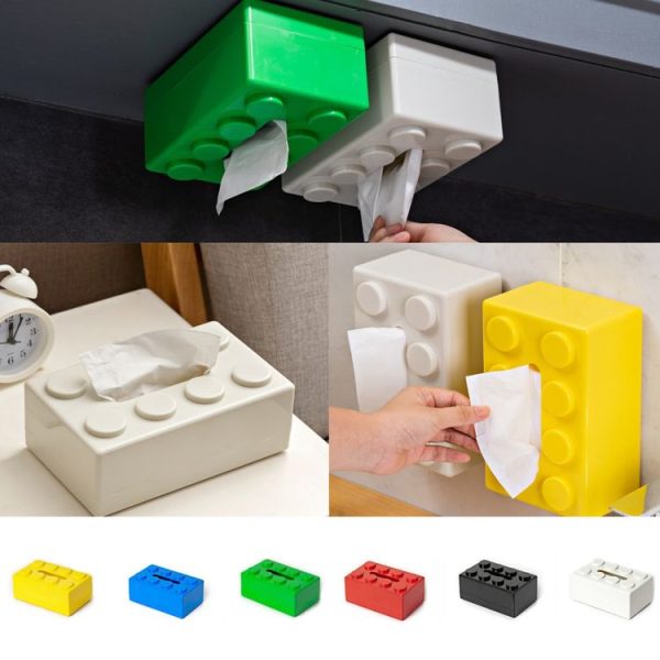 Multifunctional Cartoon Building Block Tissue Storage Box Living Room Coffee Table Decorations, Color: Red - Image 2