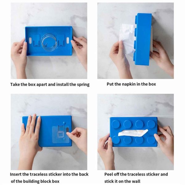 Multifunctional Cartoon Building Block Tissue Storage Box Living Room Coffee Table Decorations, Color: Red - Image 6