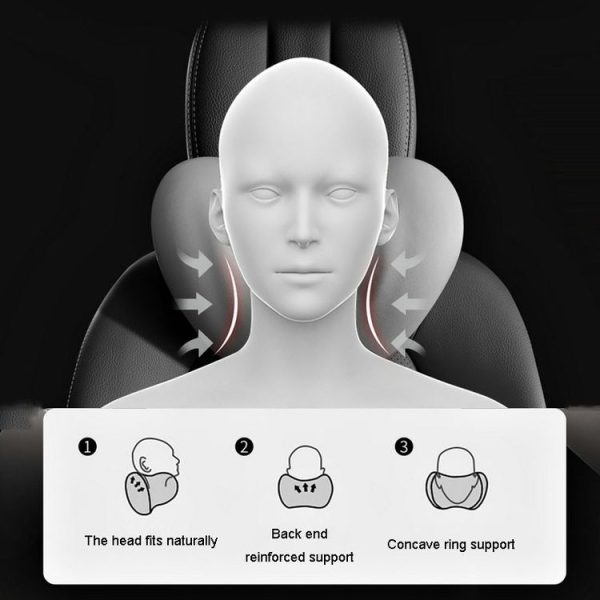 Automotive Memory Foam Backrest Headrest Car And Home Soft Cushion Lumbar Pillow Backrest, Style: Headrest Gray - Image 6