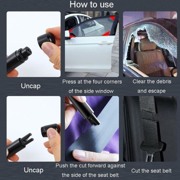 Car Emergency Life-Saving Safety Hammer Multifunctional Fast Window Breaker For Vehicle 2 In 1 (Red) - Image 10