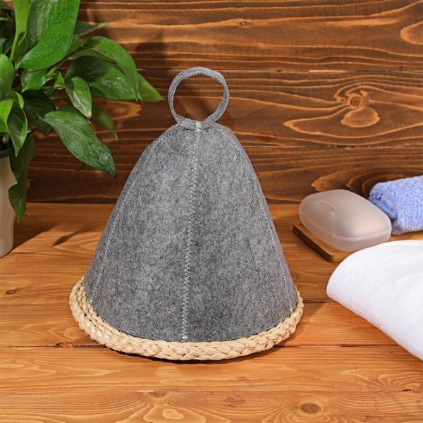 Felt Sauna Hot Spring Bath Hat Absorbent Hair Drying Cap (Grey) - Image 2