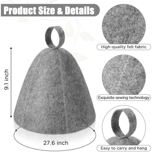 Felt Sauna Hot Spring Bath Hat Absorbent Hair Drying Cap (Grey) - Image 3