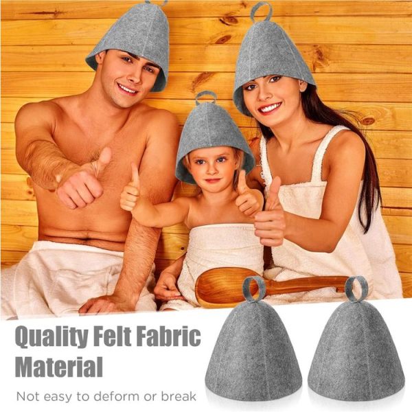 Felt Sauna Hot Spring Bath Hat Absorbent Hair Drying Cap (Grey) - Image 5