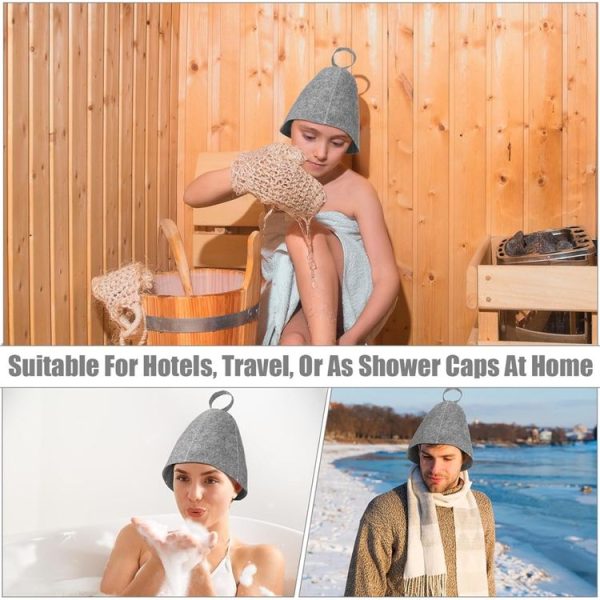 Felt Sauna Hot Spring Bath Hat Absorbent Hair Drying Cap (Grey) - Image 6