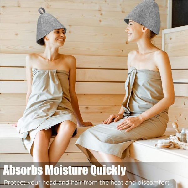 Felt Sauna Hot Spring Bath Hat Absorbent Hair Drying Cap (Grey) - Image 7