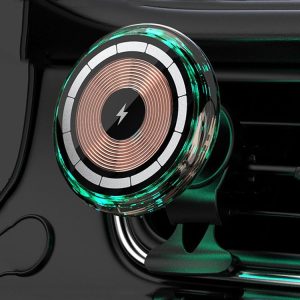 IPhone Magsafe Magnetic Car Wireless Charger Phone Holder Light Emitting Wireless Charger, Style: Ice Blue Breathe Light