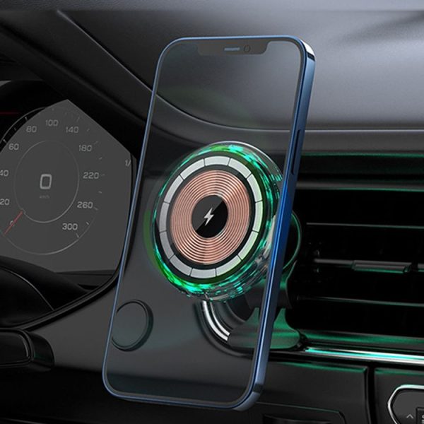 IPhone Magsafe Magnetic Car Wireless Charger Phone Holder Light Emitting Wireless Charger, Style: Ice Blue Breathe Light - Image 10