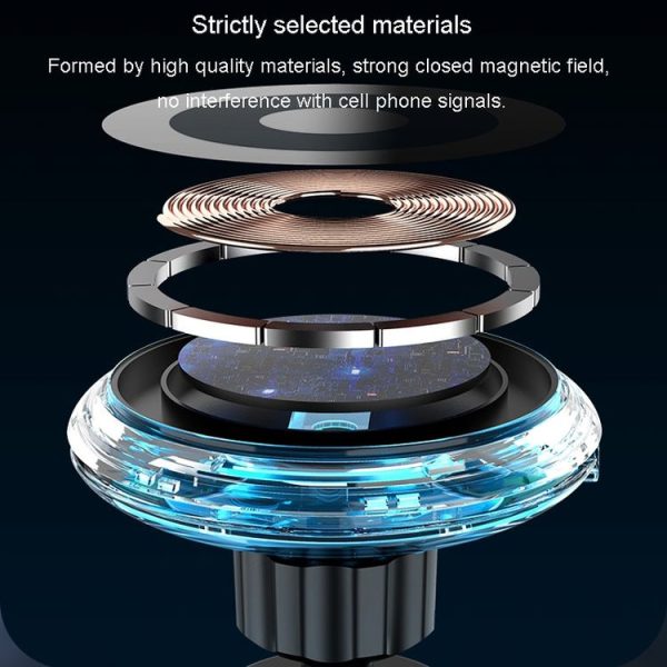 IPhone Magsafe Magnetic Car Wireless Charger Phone Holder Light Emitting Wireless Charger, Style: Ice Blue Breathe Light - Image 6