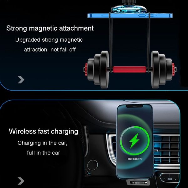 IPhone Magsafe Magnetic Car Wireless Charger Phone Holder Light Emitting Wireless Charger, Style: Ice Blue Breathe Light - Image 7