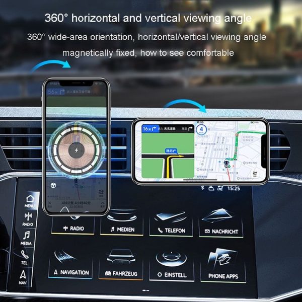IPhone Magsafe Magnetic Car Wireless Charger Phone Holder Light Emitting Wireless Charger, Style: Ice Blue Breathe Light - Image 9