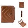 Baellerry N2401 PU Leather Short Wallet with Multiple Card Slots Cross Flower Zipper Coin Purse (Brown)