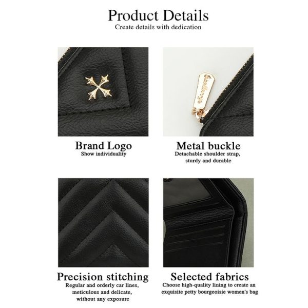 Baellerry N2401 PU Leather Short Wallet with Multiple Card Slots Cross Flower Zipper Coin Purse (Brown) - Image 4