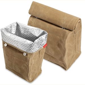 Waterproof Anti-Dirty Repeated Use Aluminum Foil Ice Bag Outdoor 8A Oil Wax Saurry Lunch Insulation Bag (Brown)