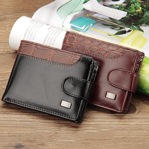 Baellerry M1078 Splicing Leather Casual Men Wallet With Buckle Multi-Card Slot Coin Purse (Black) - Image 3