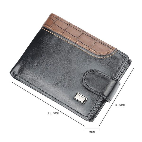 Baellerry M1078 Splicing Leather Casual Men Wallet With Buckle Multi-Card Slot Coin Purse (Black) - Image 4