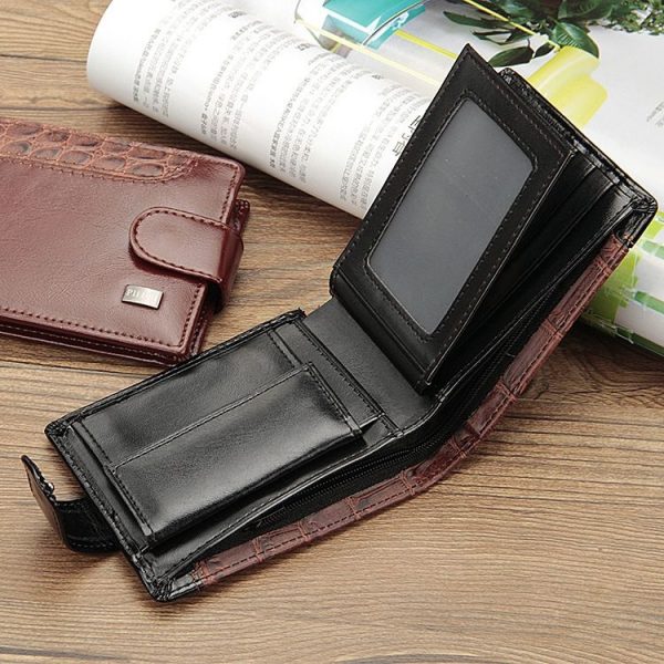 Baellerry M1078 Splicing Leather Casual Men Wallet With Buckle Multi-Card Slot Coin Purse (Black) - Image 5