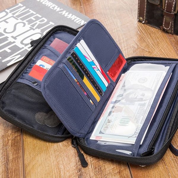 Travel Handheld ID Bag RFID Waterproof Multi-Card Neck Passport Case (Blue) - Image 2