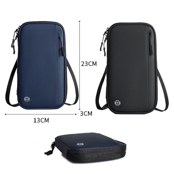 Travel Handheld ID Bag RFID Waterproof Multi-Card Neck Passport Case (Blue) - Image 3