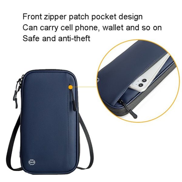 Travel Handheld ID Bag RFID Waterproof Multi-Card Neck Passport Case (Blue) - Image 4