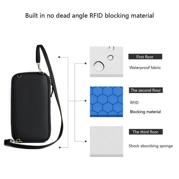 Travel Handheld ID Bag RFID Waterproof Multi-Card Neck Passport Case (Blue) - Image 6