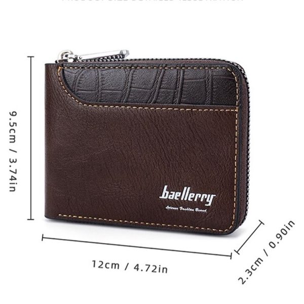 Baellerry D5101 RFID Anti-theft Spliced Short Wallet Retro Multi-card Zipper Coin Purse (Light Brown) - Image 3