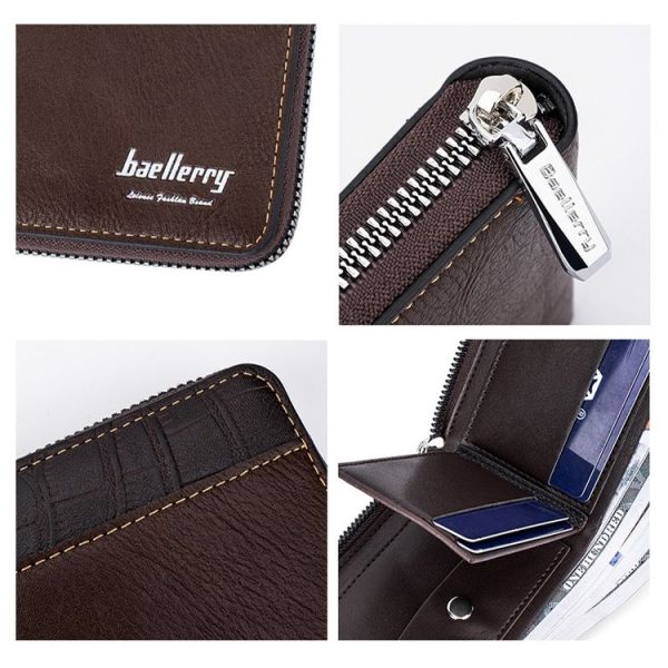 Baellerry D5101 RFID Anti-theft Spliced Short Wallet Retro Multi-card Zipper Coin Purse (Light Brown) - Image 5