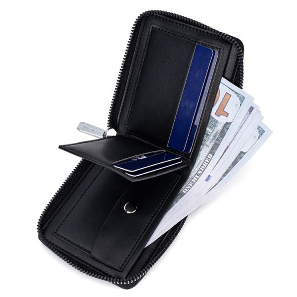 Baellerry D5101 RFID Anti-theft Spliced Short Wallet Retro Multi-card Zipper Coin Purse (Light Brown) - Image 6