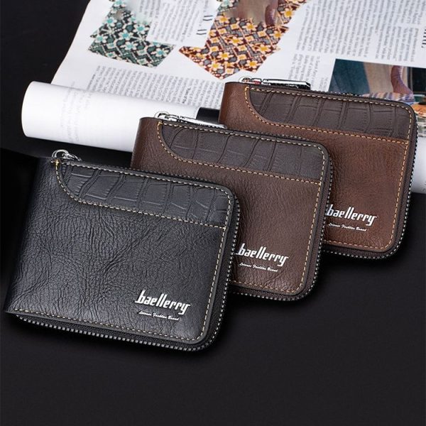 Baellerry D5101 RFID Anti-theft Spliced Short Wallet Retro Multi-card Zipper Coin Purse (Light Brown) - Image 8