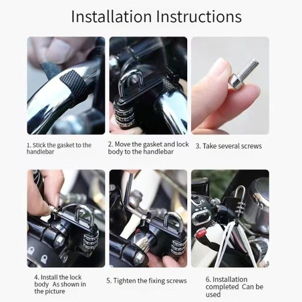 Motorcycle Helmet Anti-Theft Lock Fixed Helmet Combination Padlock, Color: Black - Image 11
