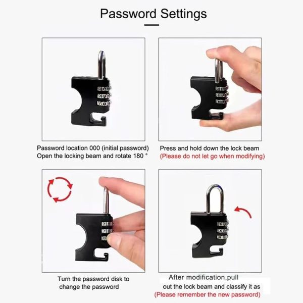 Motorcycle Helmet Anti-Theft Lock Fixed Helmet Combination Padlock, Color: Black - Image 12