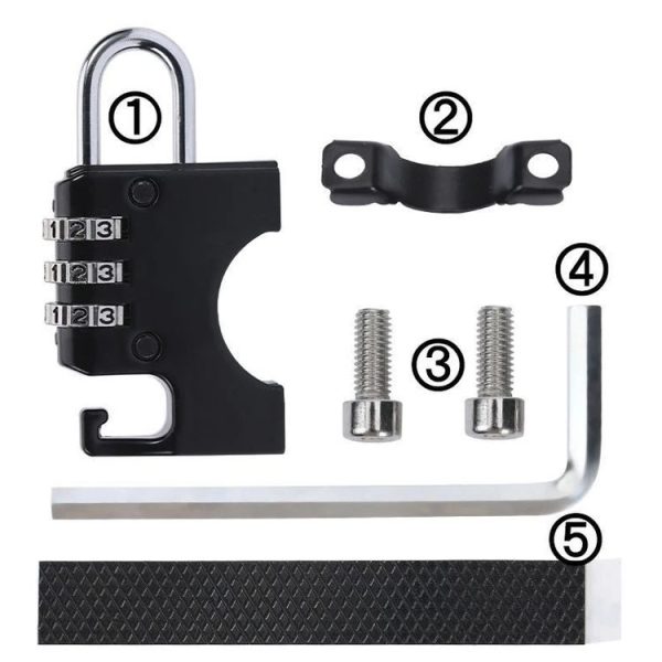 Motorcycle Helmet Anti-Theft Lock Fixed Helmet Combination Padlock, Color: Black - Image 2