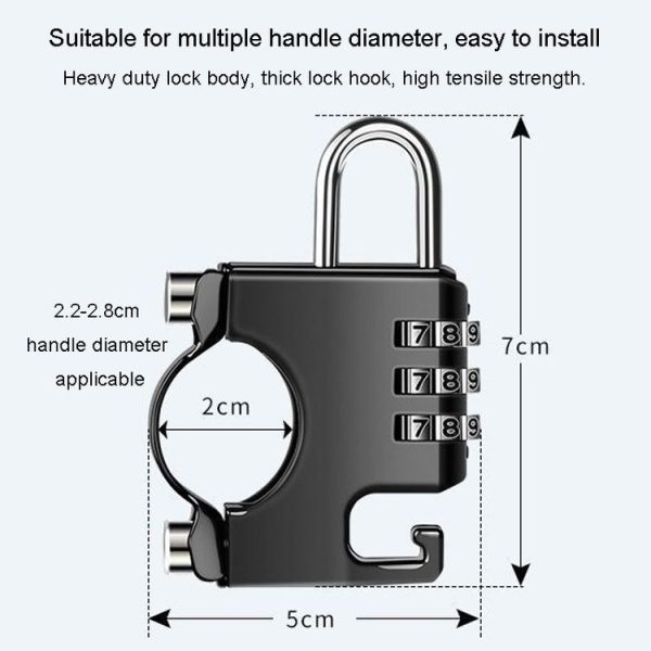 Motorcycle Helmet Anti-Theft Lock Fixed Helmet Combination Padlock, Color: Black - Image 3
