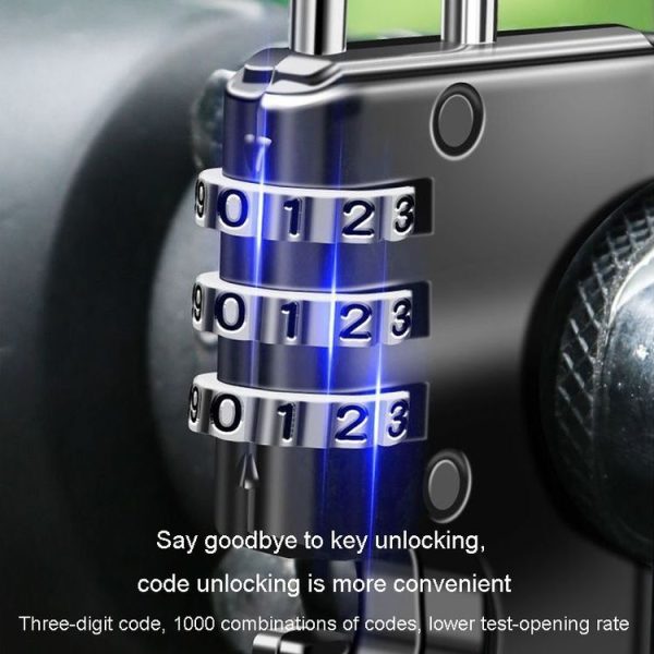 Motorcycle Helmet Anti-Theft Lock Fixed Helmet Combination Padlock, Color: Black - Image 6
