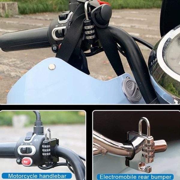 Motorcycle Helmet Anti-Theft Lock Fixed Helmet Combination Padlock, Color: Black - Image 9
