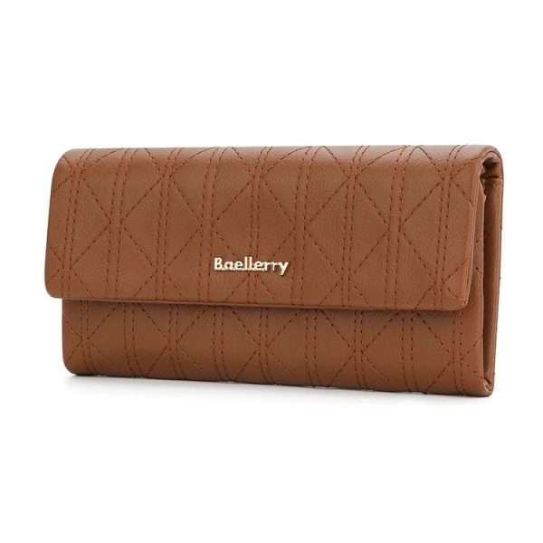 Baellerry N8918 Ladies Long Large Capacity Wallet Magnetic Buckle Clutch Phone Bag (Brown)