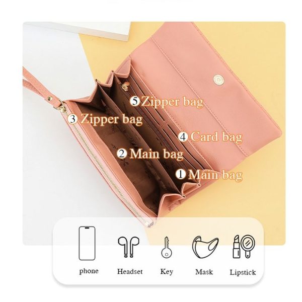 Baellerry N8918 Ladies Long Large Capacity Wallet Magnetic Buckle Clutch Phone Bag (Brown) - Image 4