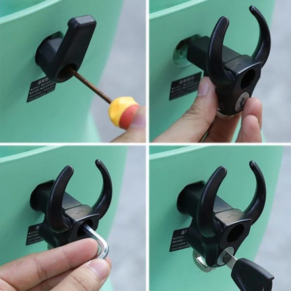 Bullhead Helmet Lock Hooks Front Universal No-Punch Motorcycle Bike Storage Hook (Black) - Image 7