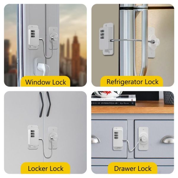 Children Window Safety Lock Limited Positioning Password Refrigerator Lock (White) - Image 12