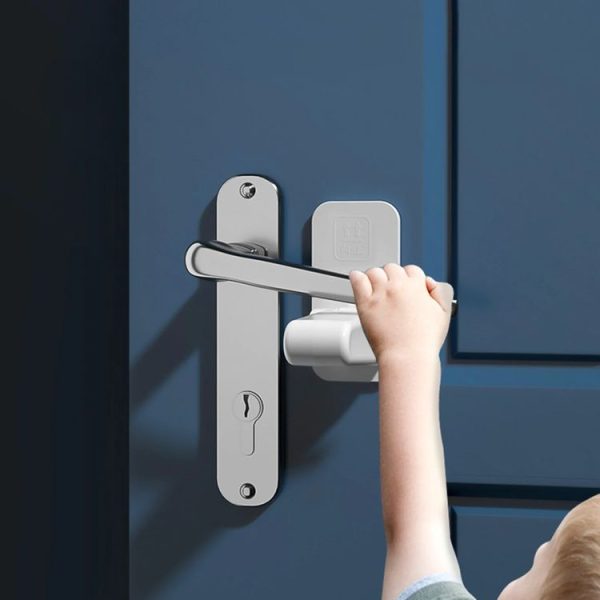Children Safe Lock Door Handle Fixed Anti-Opening Lock (White) - Image 2